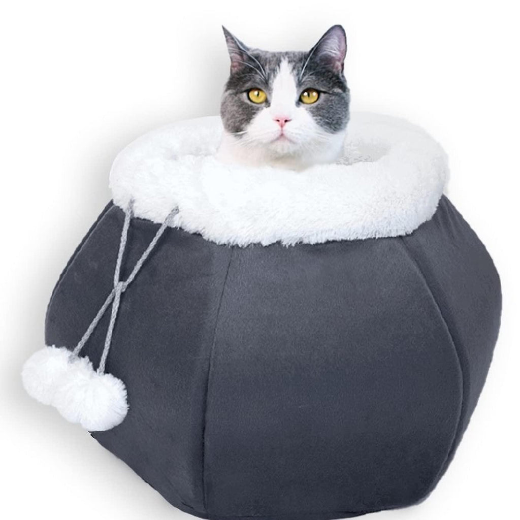 Cat Cave Bed - Cozy Plush Round Tent for Indoor Cats