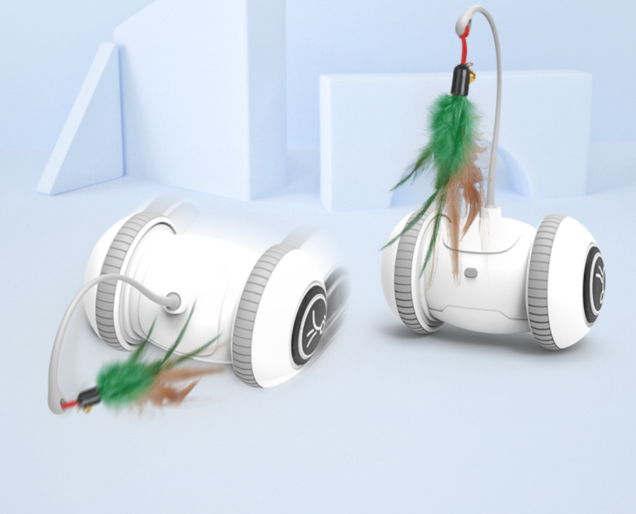 Automatic Cat Toy Robot - Interactive Feather Wand with Interchangeable Attachments