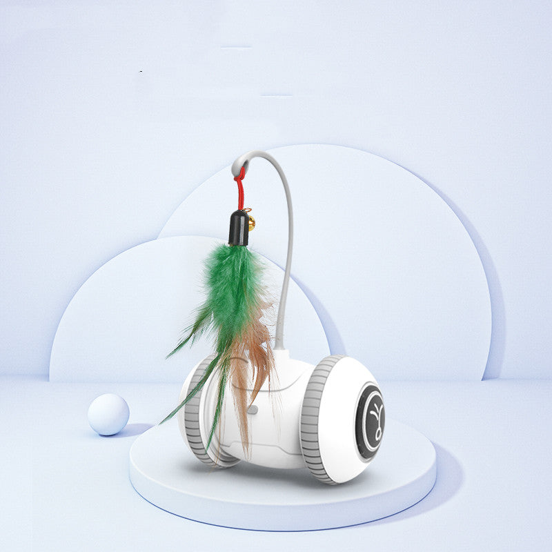Automatic Cat Toy Robot - Interactive Feather Wand with Interchangeable Attachments