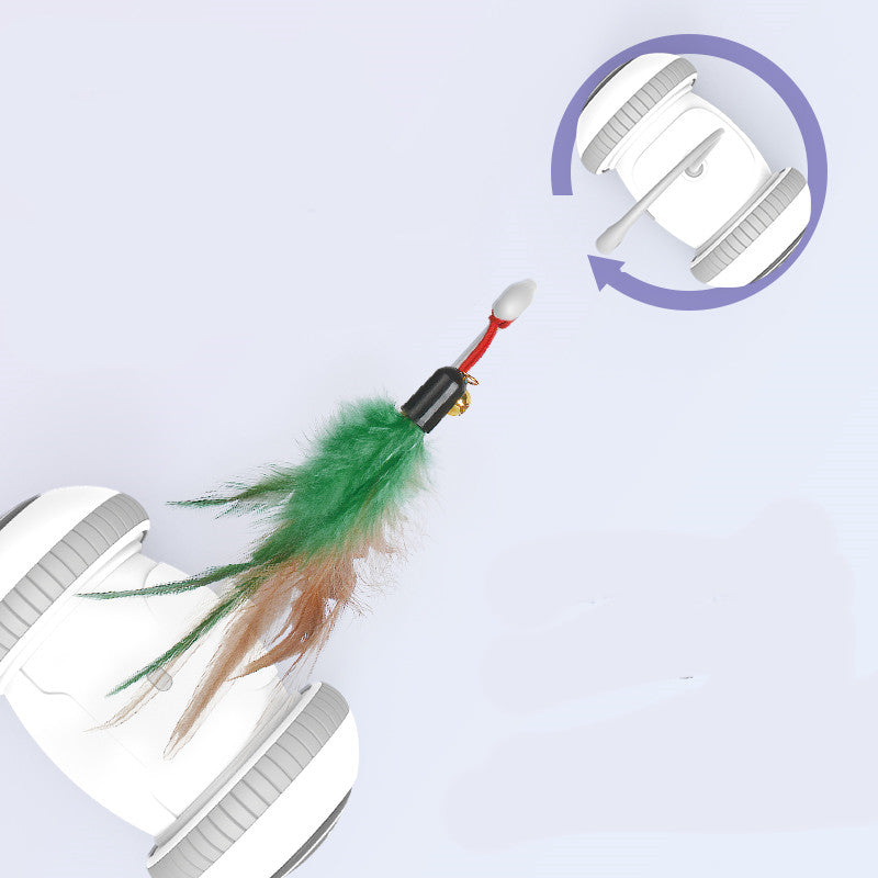 Automatic Cat Toy Robot - Interactive Feather Wand with Interchangeable Attachments