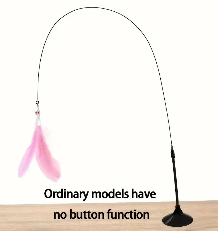 Cat Feather Teaser Wand - Interactive Bell & Suction Cup Play Stick