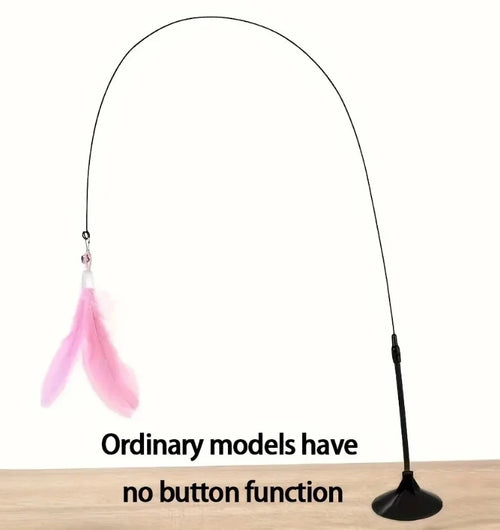 Cat Feather Teaser Wand - Interactive Bell & Suction Cup Play Stick