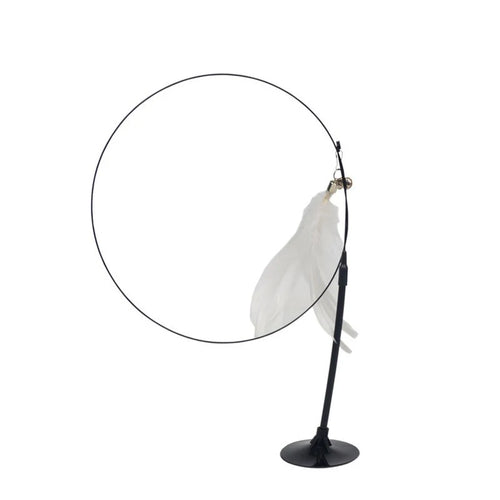 Cat Feather Teaser Wand - Interactive Bell & Suction Cup Play Stick