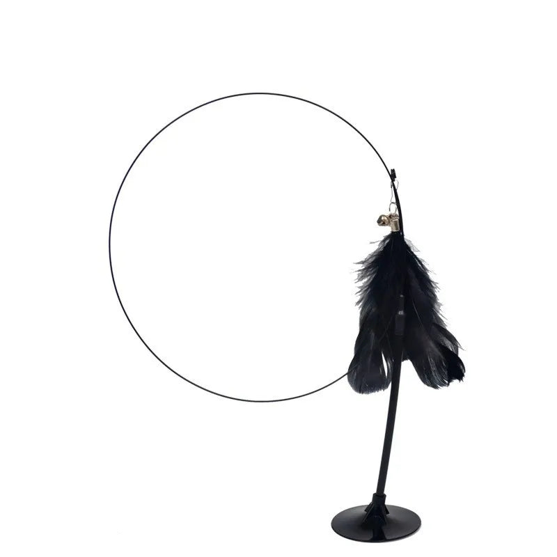 Cat Feather Teaser Wand - Interactive Bell & Suction Cup Play Stick