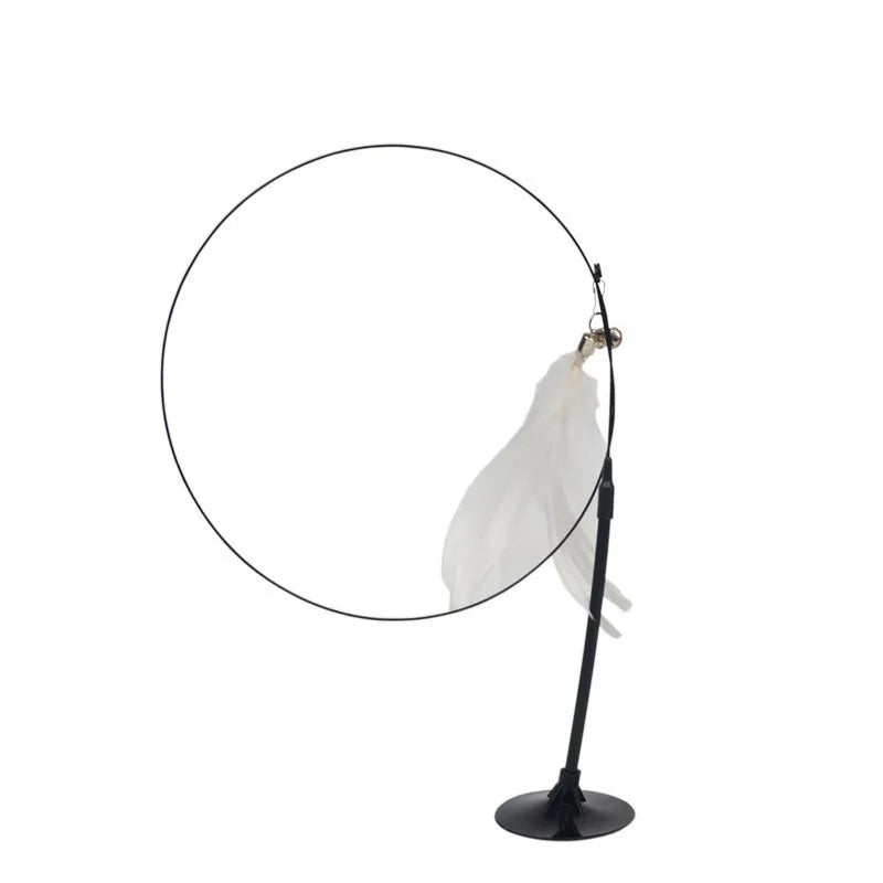 Cat Feather Teaser Wand - Interactive Bell & Suction Cup Play Stick