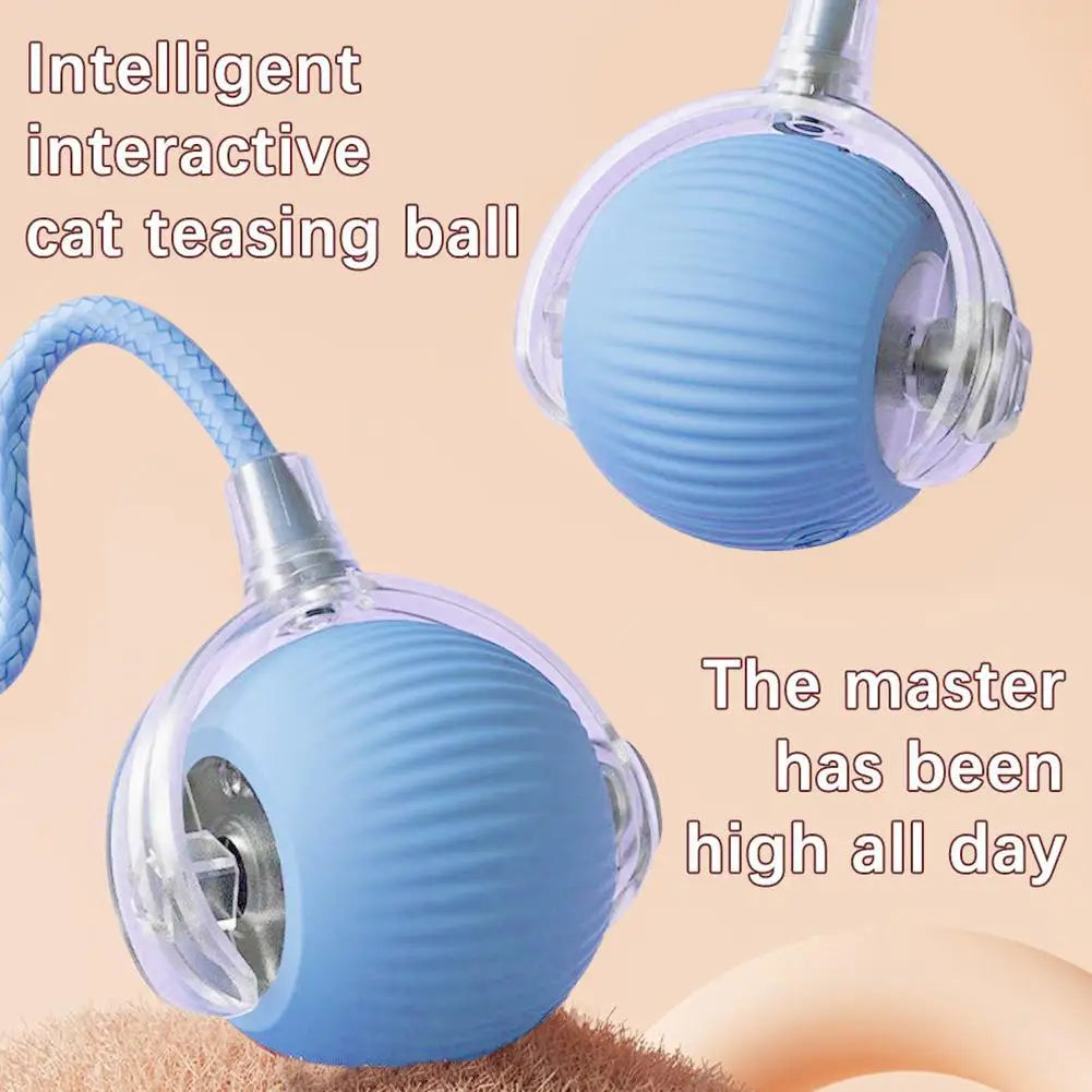 Electric Cat Ball - USB Rechargeable Self-Rolling Toy with Feather Tail