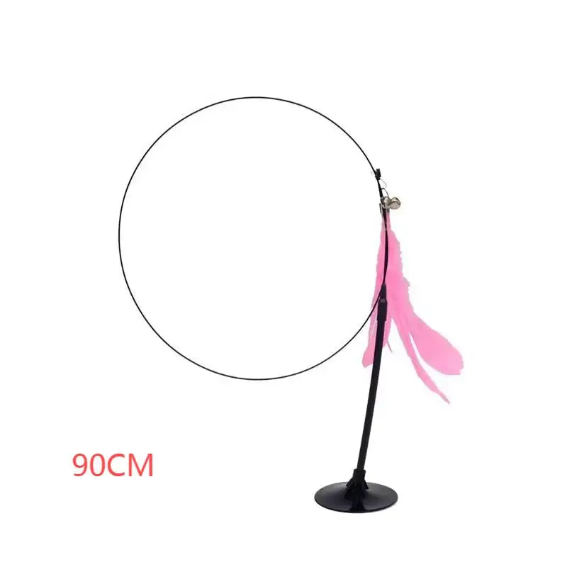 Cat Feather Teaser Wand - Interactive Bell & Suction Cup Play Stick