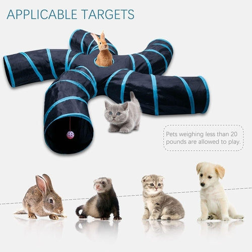 Cat Tunnel Hideaway - 3-Way Interactive Play Tube with Tree Pattern