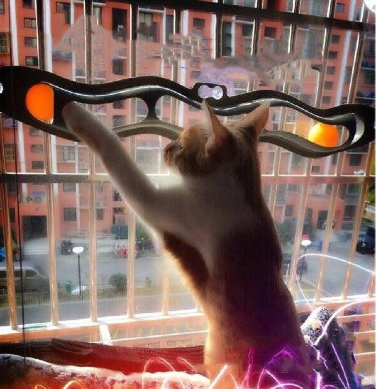 Cat Window Perch Track Toy - Interactive Ball Chase Game for Windowsill