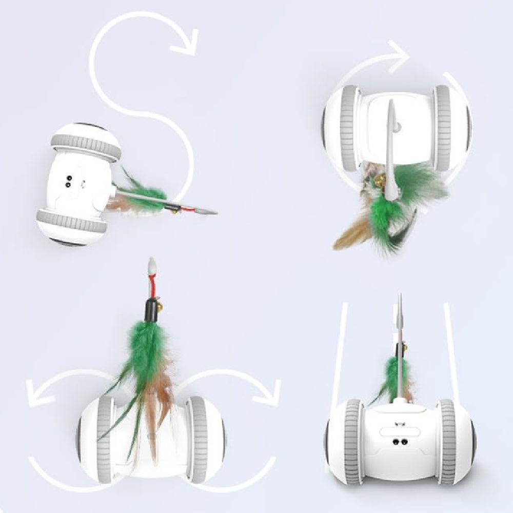 Automatic Cat Toy Robot - Interactive Feather Wand with Interchangeable Attachments