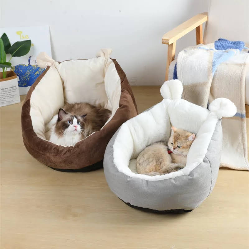 Cat Sleeping Bag Bed - Cozy Enclosed Cave for Cats (Grey, Medium)